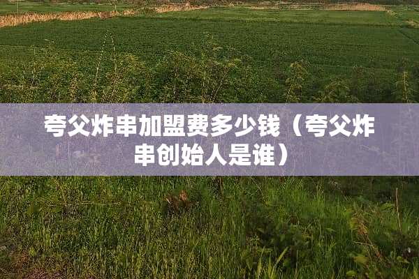 夸父炸串加盟费多少钱（夸父炸串创始人是谁）