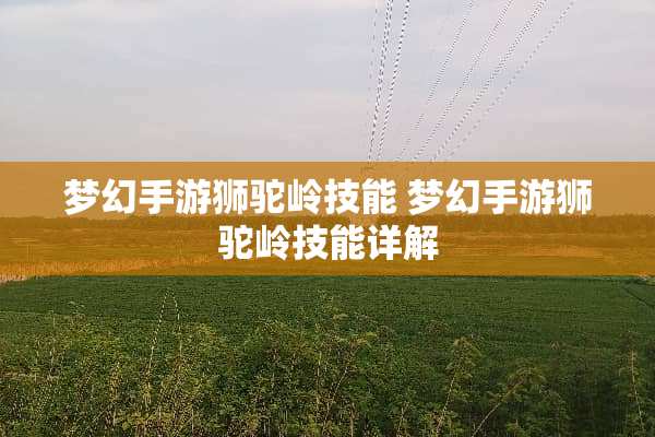 梦幻手游狮驼岭技能 梦幻手游狮驼岭技能详解