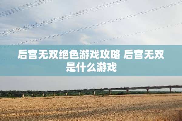 后宫无双绝色游戏攻略 后宫无双是什么游戏 后宫无双绝色游戏攻略 后宫无双是什么游戏