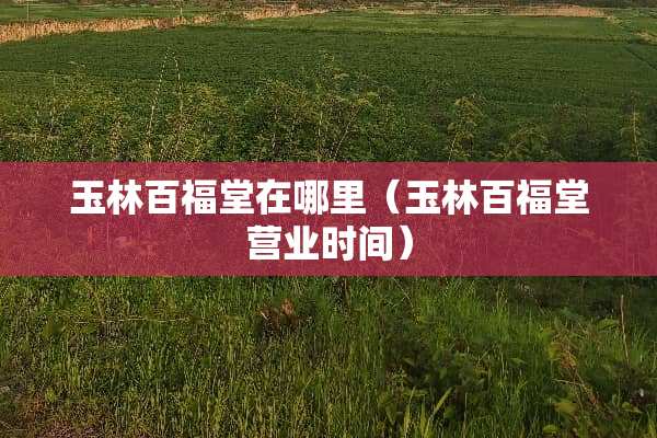 玉林百福堂在哪里(玉林百福堂营业时间) 玉林百福堂在哪里(玉林百福堂营业时间)