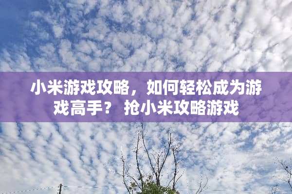 小米游戏攻略，如何轻松成为游戏高手？ 抢小米攻略游戏