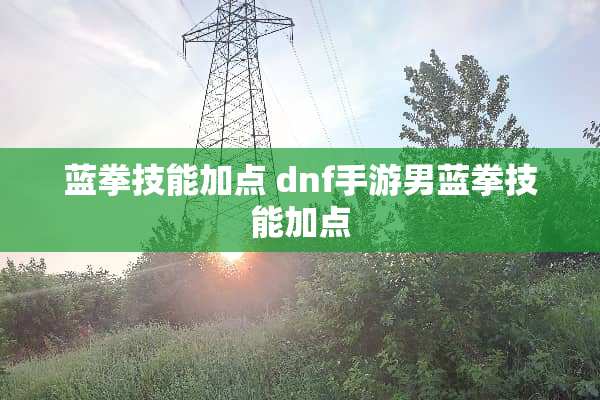 蓝拳技能加点 dnf手游男蓝拳技能加点