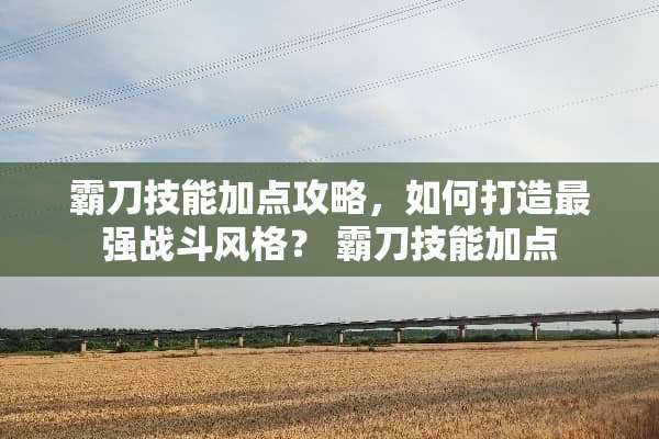 霸刀技能加点攻略,如何打造最强战斗风格? 霸刀技能加点 霸刀技能加点攻略,如何打造最强战斗风格? 霸刀技能加点
