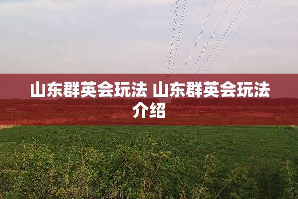 山东群英会玩法 山东群英会玩法介绍 山东群英会玩法 山东群英会玩法介绍