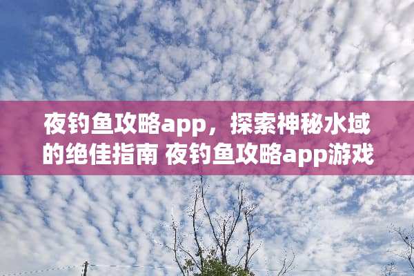 夜钓鱼攻略app，探索神秘水域的绝佳指南 夜钓鱼攻略app游戏