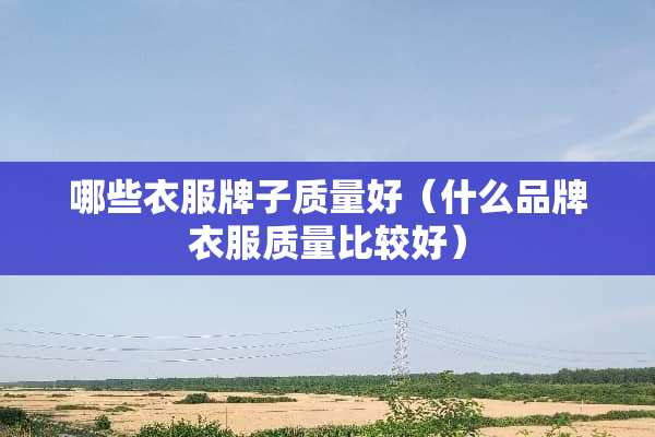 哪些衣服牌子质量好（什么品牌衣服质量比较好）