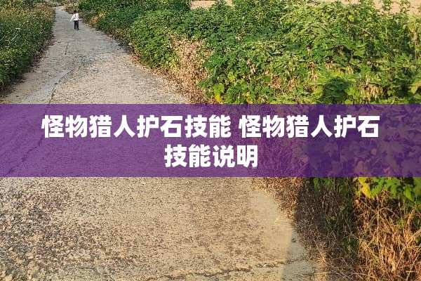 怪物猎人护石技能 怪物猎人护石技能说明