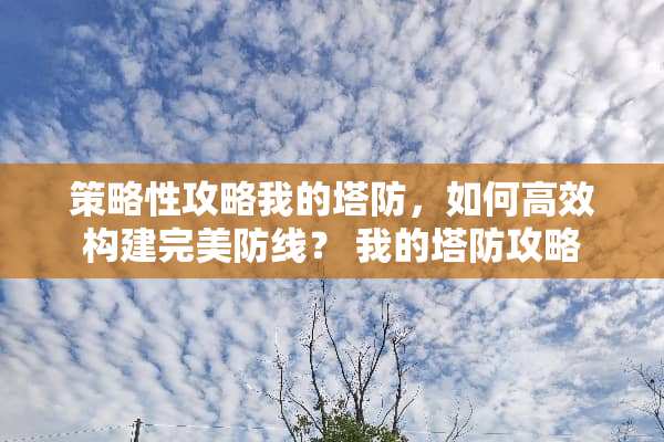 策略性攻略我的塔防，如何高效构建完美防线？ 我的塔防攻略