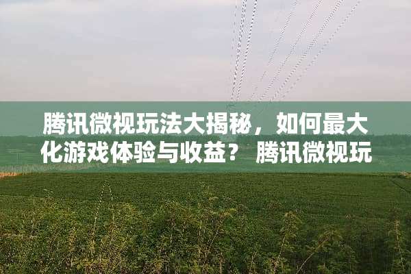 腾讯微视玩法大揭秘，如何最大化游戏体验与收益？ 腾讯微视玩法