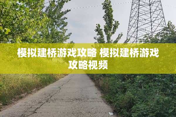 模拟建桥游戏攻略 模拟建桥游戏攻略视频