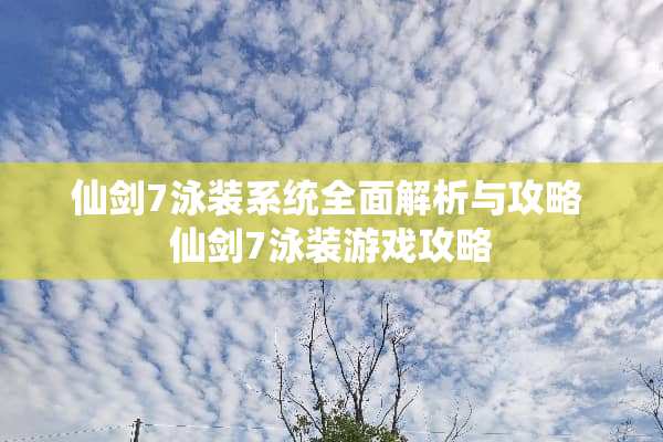 仙剑7泳装系统全面解析与攻略 仙剑7泳装游戏攻略