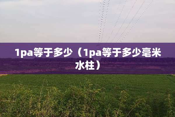 1pa等于多少（1pa等于多少毫米水柱）