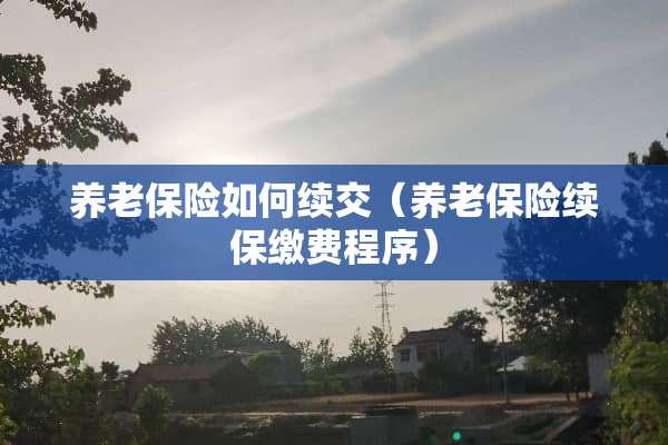 养老保险如何续交（养老保险续保缴费程序）