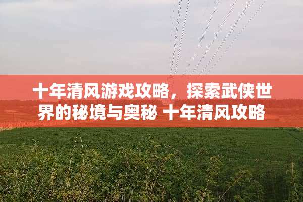 十年清风游戏攻略，探索武侠世界的秘境与奥秘 十年清风攻略