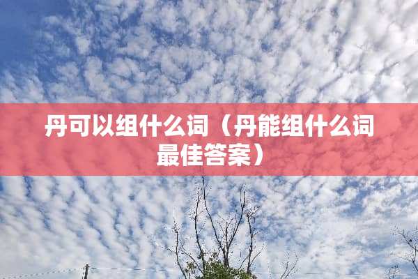 丹可以组什么词（丹能组什么词最佳答案）