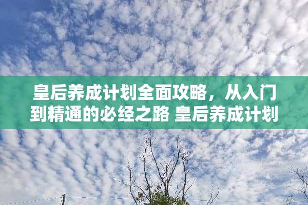 皇后养成计划全面攻略，从入门到精通的必经之路 皇后养成计划攻略
