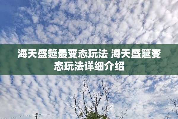 海天盛筵最**玩法 海天盛筵**玩法详细介绍