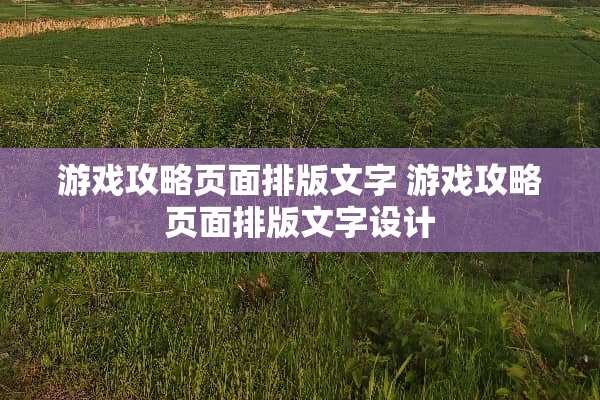游戏攻略页面排版文字 游戏攻略页面排版文字设计