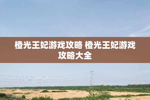 橙光王妃游戏攻略 橙光王妃游戏攻略大全