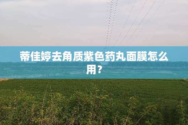 蒂佳婷去角质紫色药丸面膜怎么用？