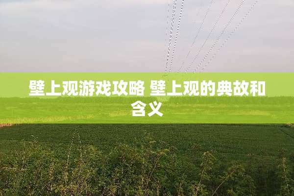 壁上观游戏攻略 壁上观的典故和含义