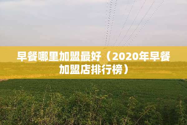 早餐哪里加盟最好（2020年早餐加盟店排行榜）