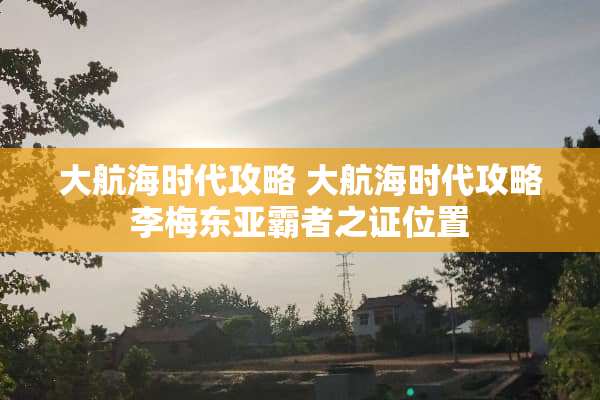 大航海时代攻略 大航海时代攻略李梅东亚霸者之证位置