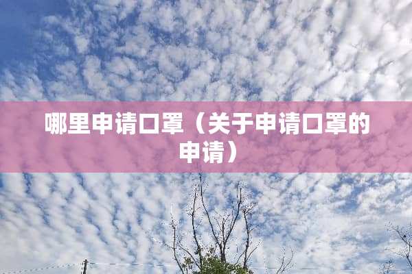 哪里申请口罩（关于申请口罩的申请）