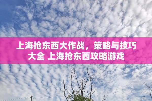 上海抢东西大作战，策略与技巧大全 上海抢东西攻略游戏