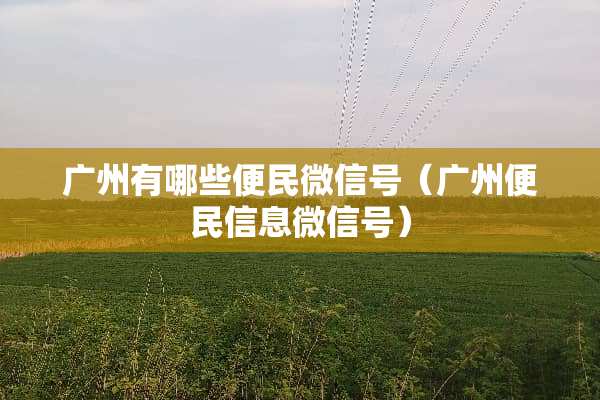 广州有哪些便民微信号（广州便民信息微信号）