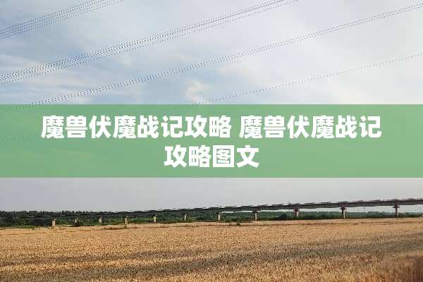 魔兽伏魔战记攻略 魔兽伏魔战记攻略图文