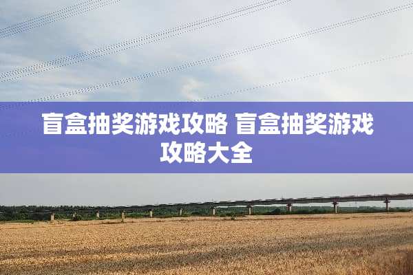 盲盒抽奖游戏攻略 盲盒抽奖游戏攻略大全