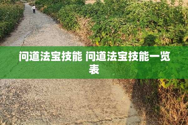 问道法宝技能 问道法宝技能一览表