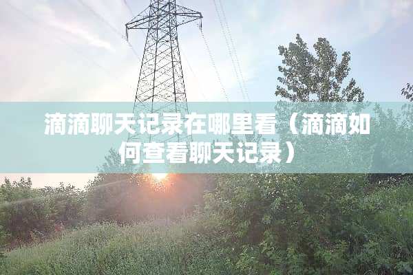 滴滴聊天记录在哪里看（滴滴如何查看聊天记录）