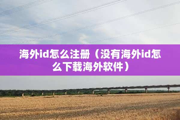 海外id怎么注册（没有海外id怎么下载海外软件）