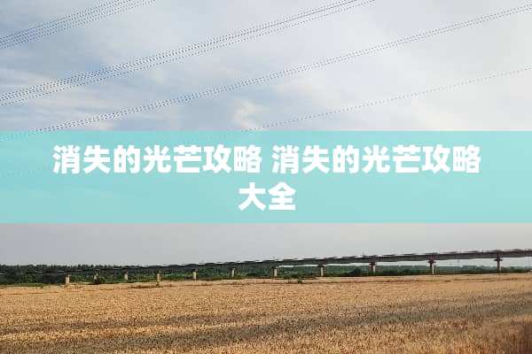 消失的光芒攻略 消失的光芒攻略大全