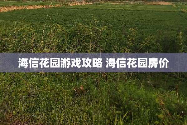 海信花园游戏攻略 海信花园房价