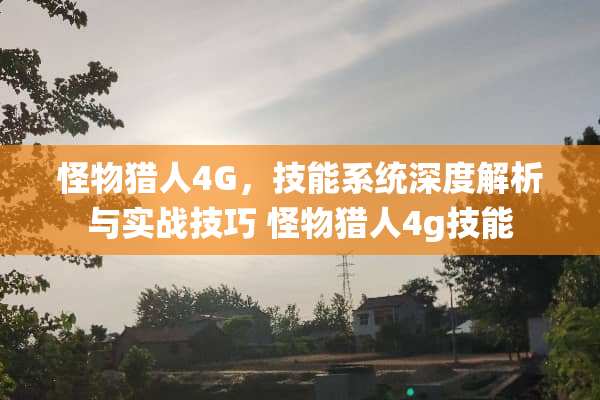 怪物猎人4G，技能系统深度解析与实战技巧 怪物猎人4g技能