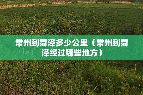 常州到菏泽多少公里（常州到菏泽经过哪些地方）