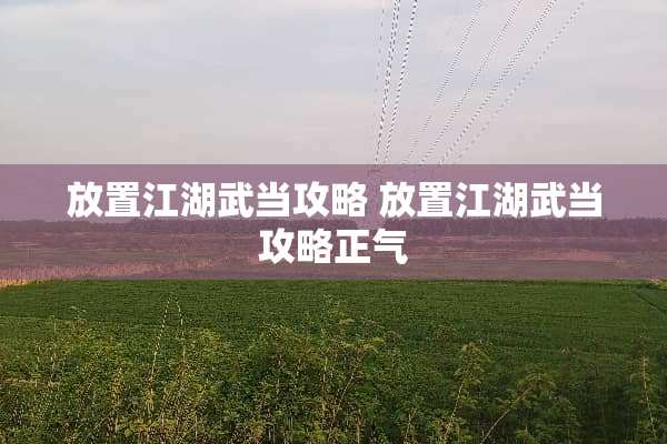 放置江湖武当攻略 放置江湖武当攻略正气