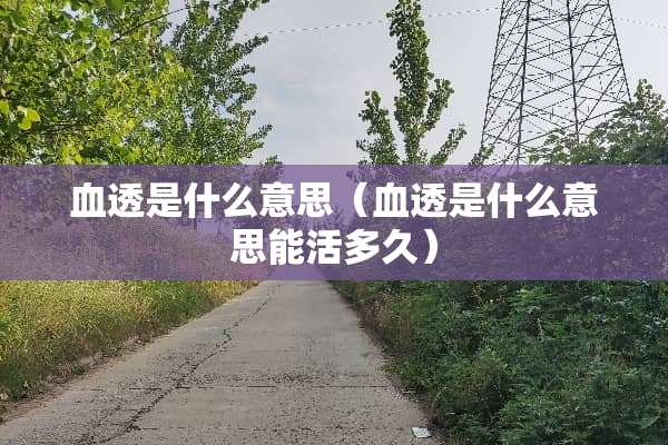 血透是什么意思（血透是什么意思能活多久）