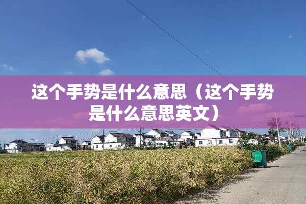 这个手势是什么意思（这个手势是什么意思英文）