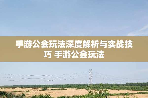 手游公会玩法深度解析与实战技巧 手游公会玩法