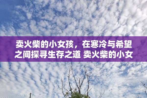 卖火柴的小女孩，在寒冷与希望之间探寻生存之道 卖火柴的小女孩游戏攻略