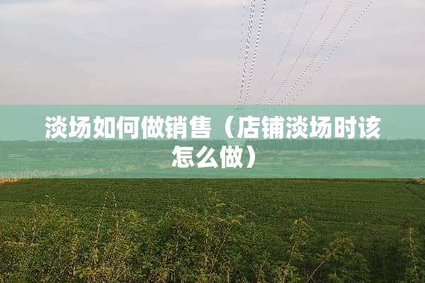 淡场如何做销售（店铺淡场时该怎么做）
