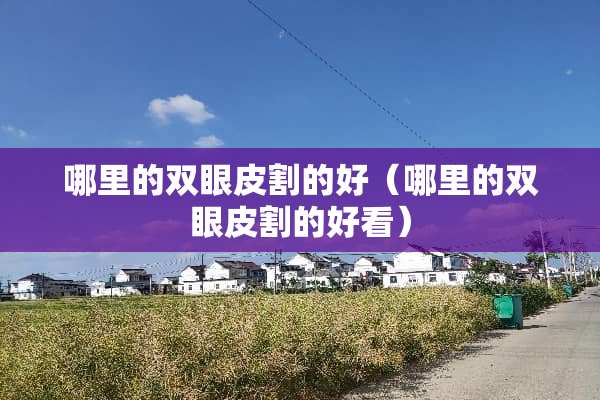 哪里的双眼皮割的好(哪里的双眼皮割的好看) 哪里的双眼皮割的好(哪里的双眼皮割的好看)