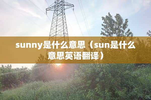 sunny是什么意思（sun是什么意思英语翻译）
