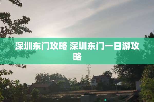 深圳东门攻略 深圳东门一日游攻略 深圳东门攻略 深圳东门一日游攻略