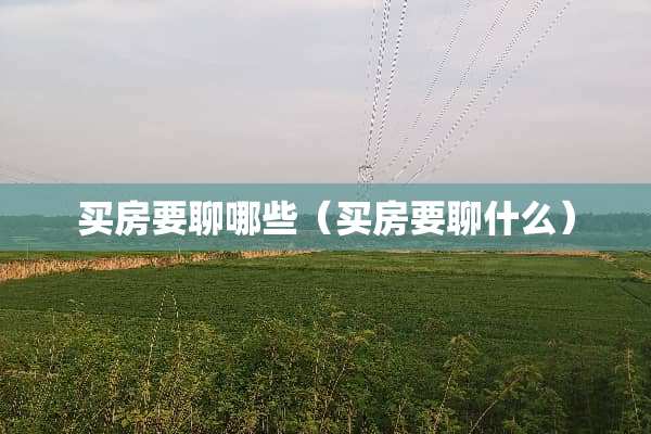 买房要聊哪些（买房要聊什么）