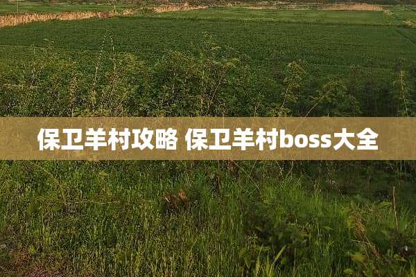 保卫羊村攻略 保卫羊村boss大全